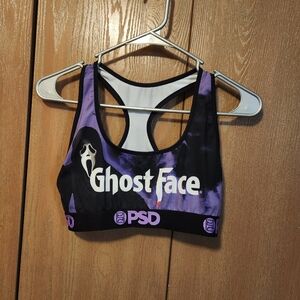 PSD Ghost Face Scream Horror Sports Bra Bralette Black & Purple Size Large